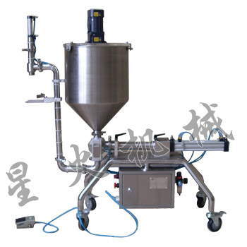 攪拌式濃醬電動灌裝機(jī)，半自動辣椒醬灌裝機(jī)